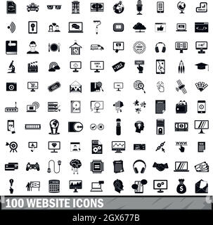 100 website icons set, simple style Stock Vector