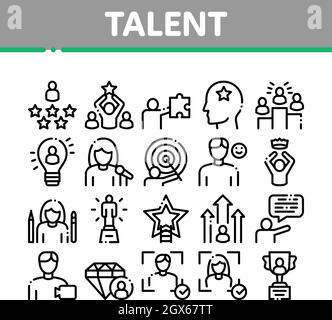 Human Talent Collection Elements Icons Set Vector Stock Vector