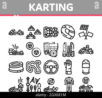 Karting Motorsport Collection Icons Set Vector Stock Vector