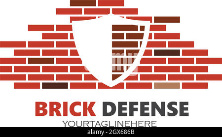 Shield brick concept logo vector illustration Stock Vector