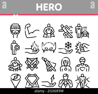 Super Hero Collection Elements Icons Set Vector Stock Vector