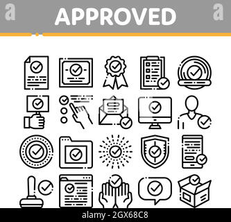 Approved Collection Elements Vector Icons Set Stock Vector