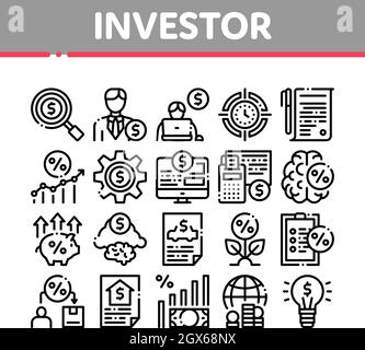 Investor Financial Collection Icons Set Vector Stock Vector