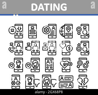 Dating App Collection Elements Icons Set Vector Stock Vector