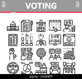 Voting And Election Collection Icons Set Vector Stock Vector