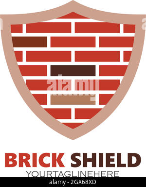wall brick defense  concept logo vector illustration Stock Vector