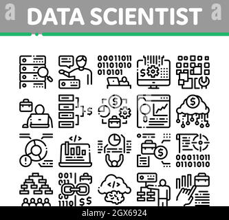 Data Scientist Worker Collection Icons Set Vector Stock Vector