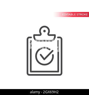 Clipboard with checkmark or tick line icon Stock Vector