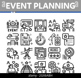 Event Party Planning Collection Icons Set Vector Stock Vector