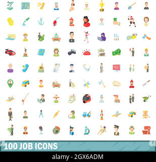 100 professional career icons set, simple style Stock Vector Image ...