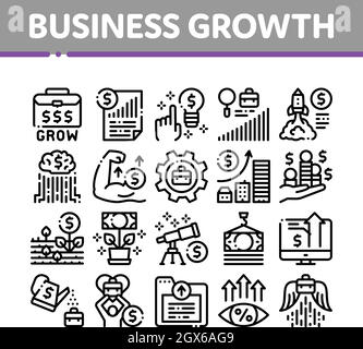 Business Growth And Management Icons Set Vector Stock Vector