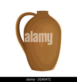 Earthenware ceramic jug brown color Stock Vector