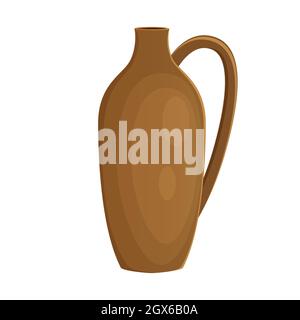 Earthenware ceramic jug brown color Stock Vector