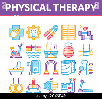 Physical Therapy And Recovery Icons Set Vector Stock Vector