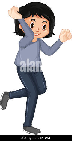 Happy girl dancing on white background Stock Vector