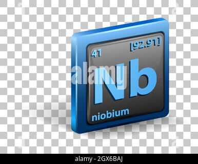 Niobium chemical element. Chemical symbol with atomic number and atomic mass. Stock Vector