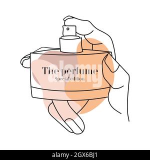 Line art perfume with abstract shapes. Vector illustration. Stock Vector