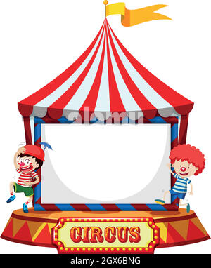 Circus tent with clowns frame Stock Vector