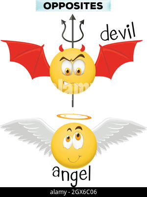 Opposite words with devil and angel Stock Vector