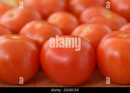 Solanum lycopersicum  'Cherry Falls'  Cherry tomato  Cascading determinate bush variety suitable for containers  Syn.  Lycopersicon esculentum  Picked Stock Photo