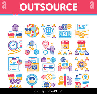 Outsource Management Collection Icons Set Vector Stock Vector