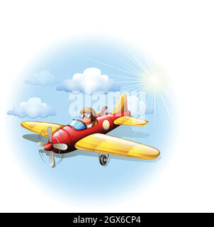 A person riding on a plane Stock Vector