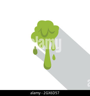 Green slime spot icon, flat style Stock Vector