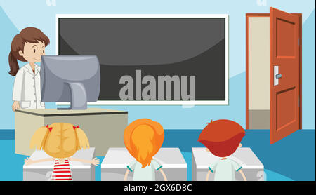 Students in class room Stock Vector