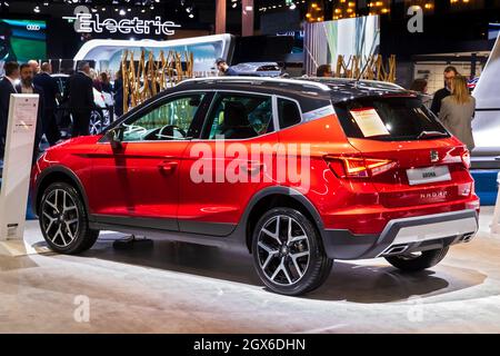 Seat Arona car showcased at the Autosalon 2020 Motor Show. Brussels, Belgium - January 9, 2020. Stock Photo