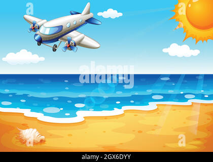 An airplane at the beach Stock Vector