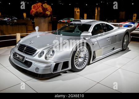 Mercedes-AMG CLK-GTR sports car showcased at the Autosalon 2020 Motor Show. Brussels, Belgium - January 9, 2020. Stock Photo