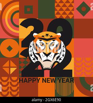2022 New Year greeting card with wishing text. Stock Vector