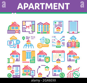 Building Architecture Collection Icons Set Vector Illustrations Stock ...