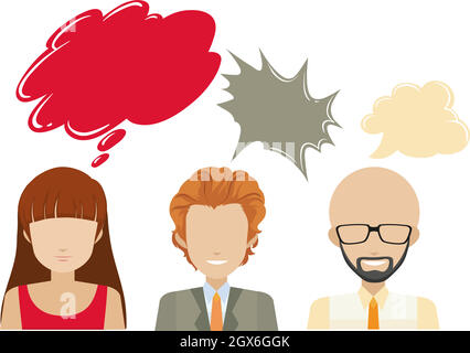 Three men with empty callouts Stock Vector