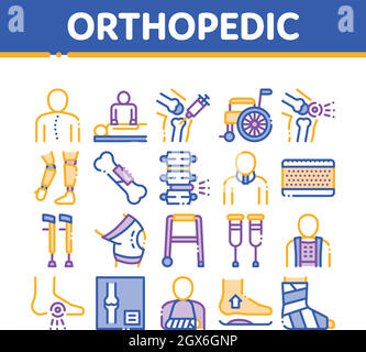 Orthopedic Collection Elements Vector Icons Set Stock Vector