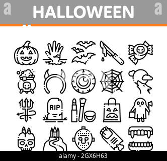 Halloween Celebration Collection Icons Set Vector Stock Vector