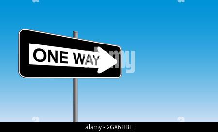 One Way street sign with a blue background - Vector Illustration Stock Vector