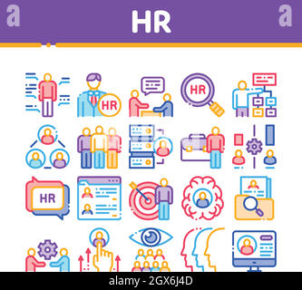 Hr Human Resources Collection Icons Set Vector Stock Vector