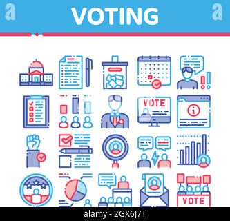 Voting And Election Collection Icons Set Vector Stock Vector