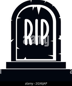 Gravestone with RIP text icon, simple style Stock Vector