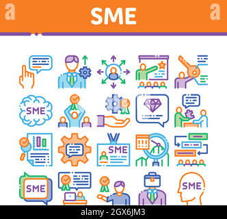 Sme Business Company Collection Icons Set Vector Stock Vector