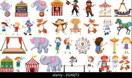 Large circus themed set Stock Vector