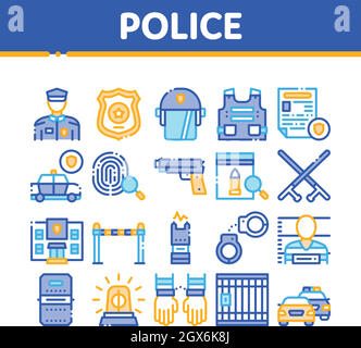 Police Department Collection Icons Set Vector Stock Vector