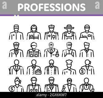 Professions People Collection Icons Set Vector Stock Vector