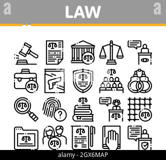 Law And Judgement Collection Icons Set Vector Stock Vector