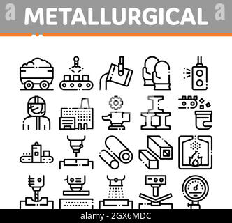 Metallurgical Collection Elements Icons Set Vector Stock Vector
