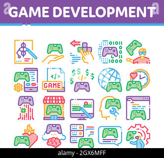 Video Game Development Collection Icons Set Vector Stock Vector
