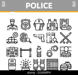 Police Department Collection Icons Set Vector Stock Vector