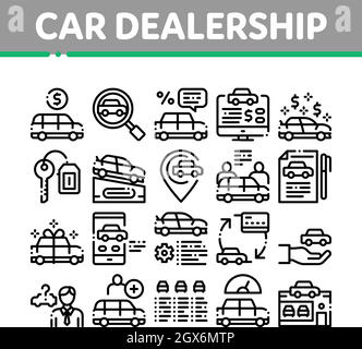 Car Dealership Shop Collection Icons Set Vector Stock Vector