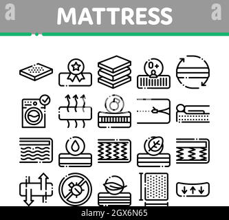 Mattress Orthopedic Collection Icons Set Vector Stock Vector